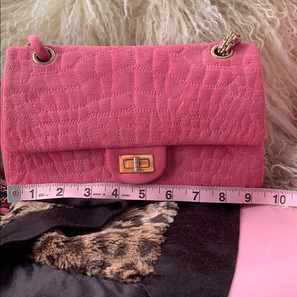Authentic Chanel LE 2.55 jersey and linen purse